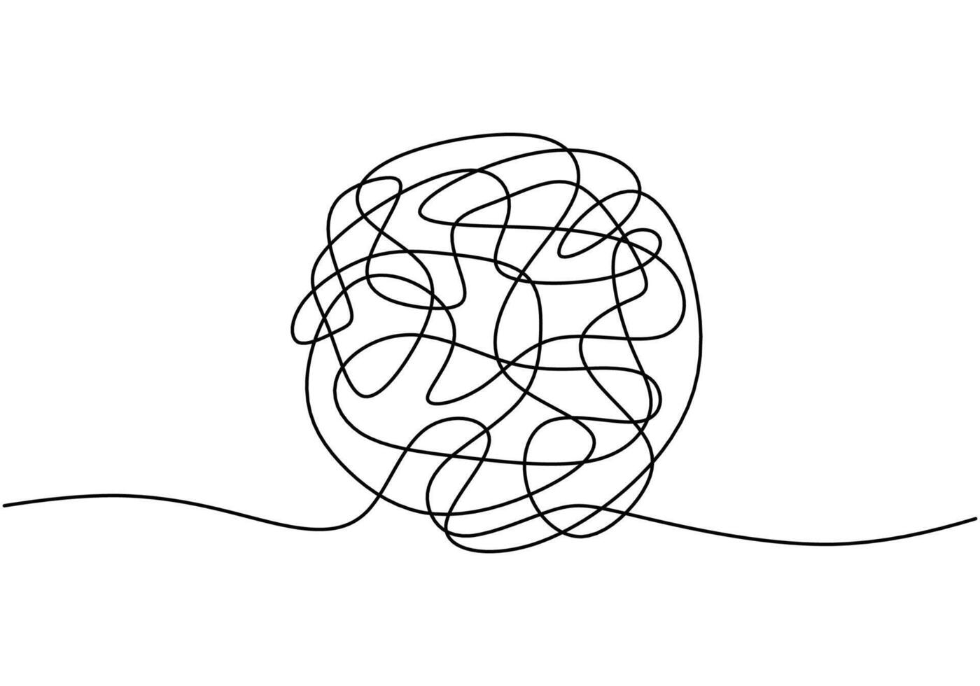 Tangled Squiggle Continuous Line for Chaos and Confusion vector
