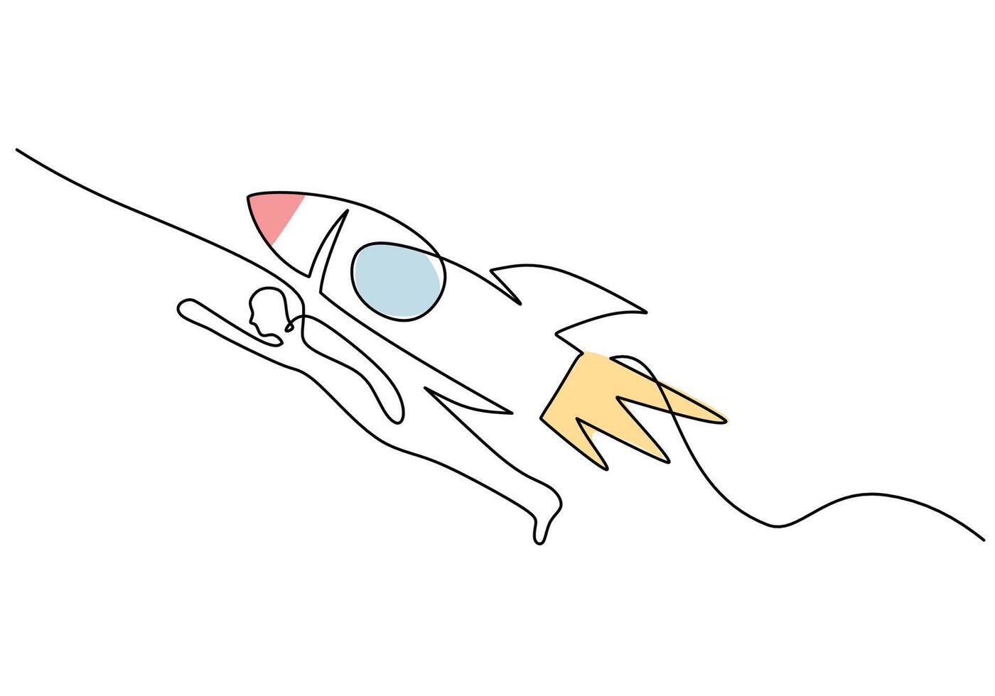Astronaut and Spacecraft Continuous Line Art for Discovery vector