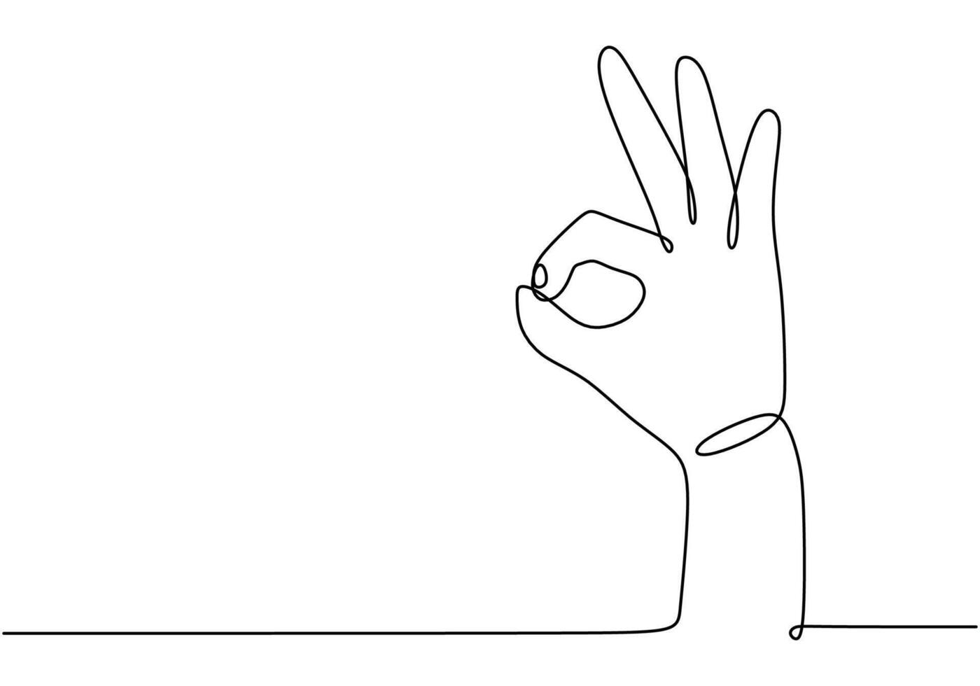 OK Hand Sign Continuous Line Illustration for Approval vector