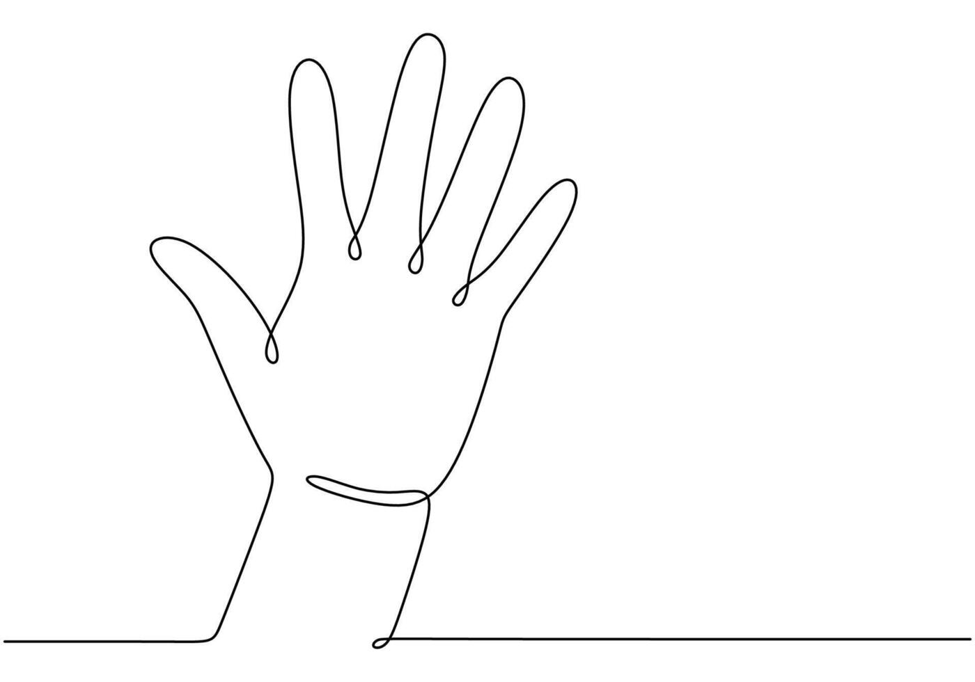 Hand Waving Hello Minimalist One Line Art vector