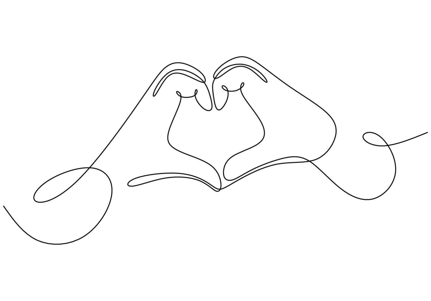 Hand Making Heart Shape One Line Drawing for Affection vector