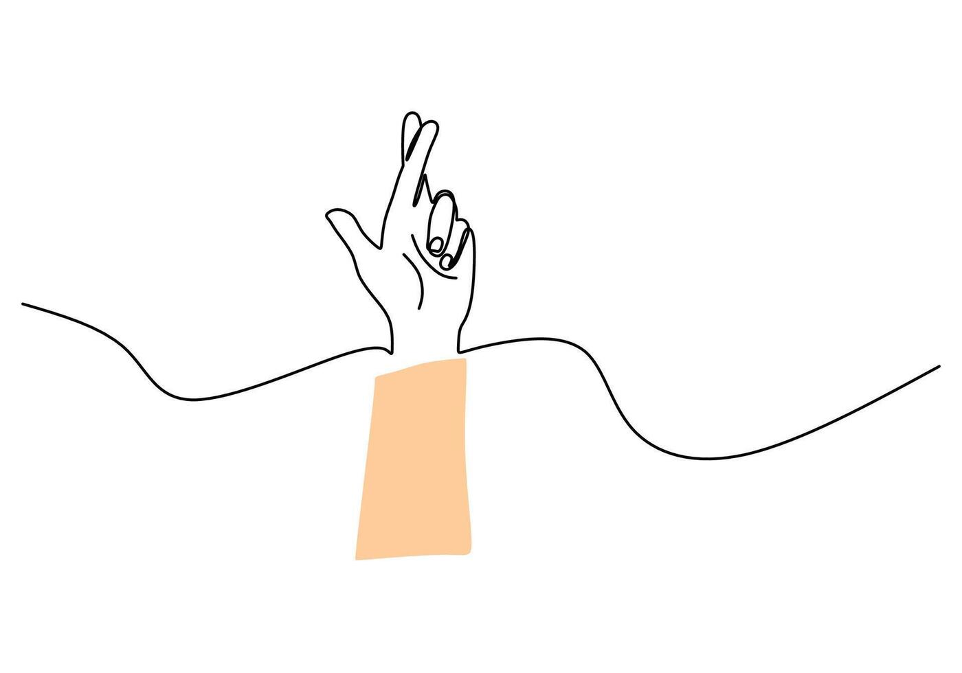 Hopeful Crossed Fingers One Line Drawing Gesture vector