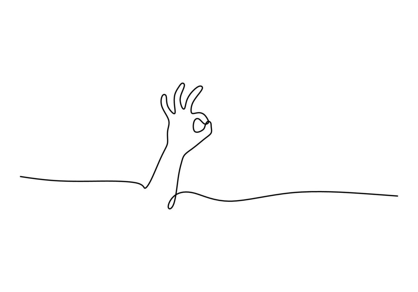 Ok Hand Sign Single Line Art Format for Agreement vector