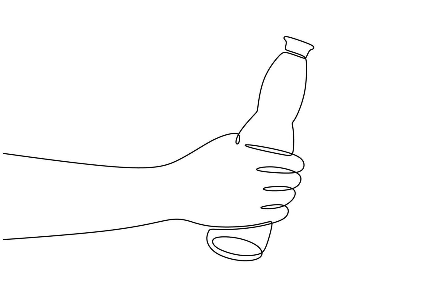 Fitness Hydration One Line Drawing of Hand with Water Bottle vector