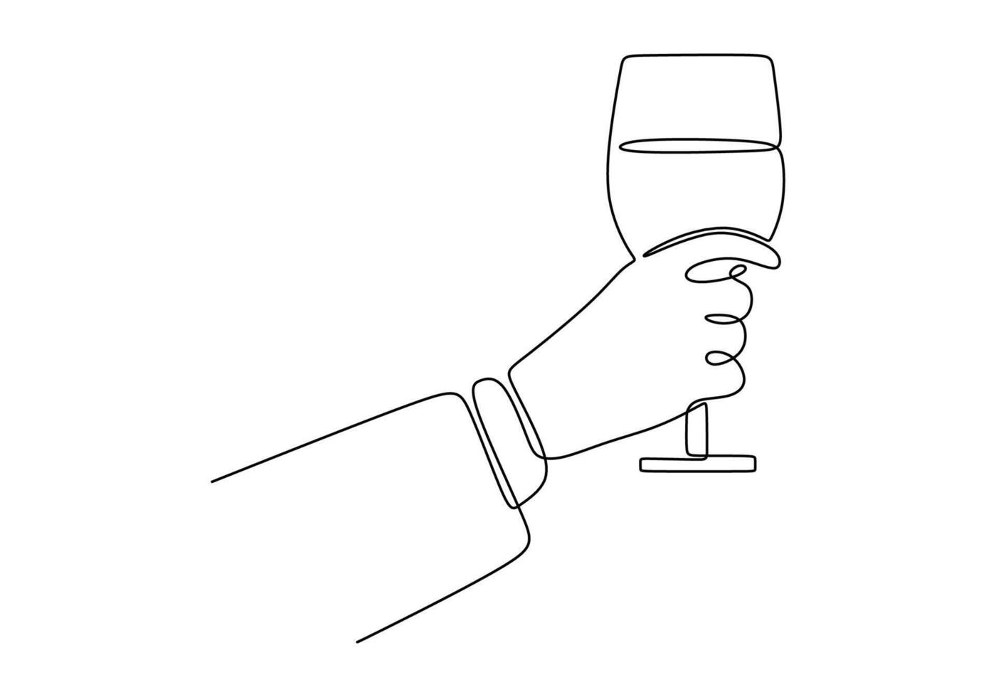 Hand with Wine Glass One Line Drawing for Leisure and Tasting vector