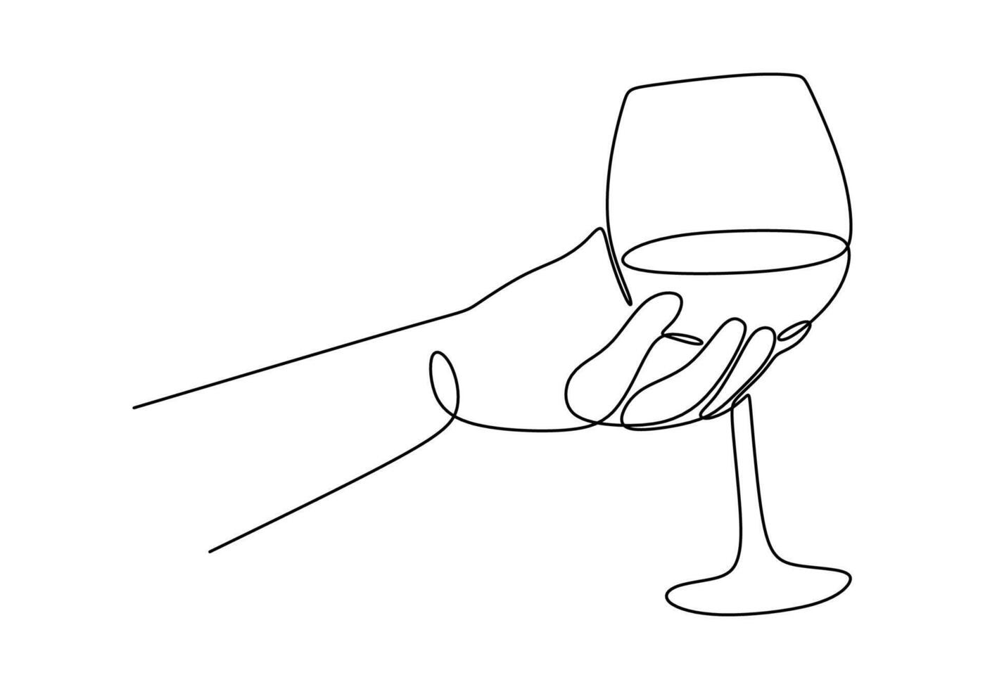 Hand Holding Wine Glass Minimalist Line Drawing for Bar vector
