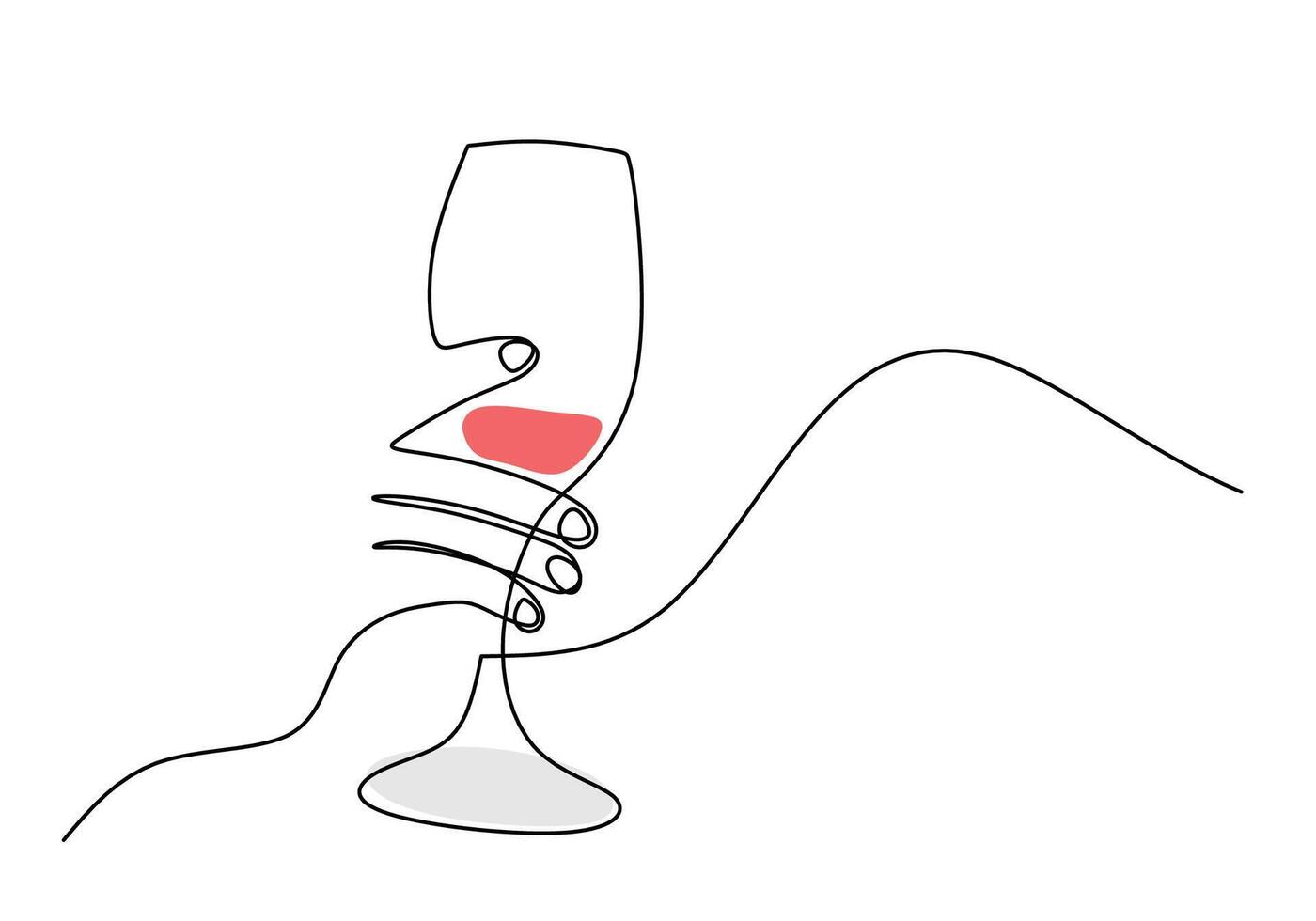 Hand and wine glass one line drawing for elegant evenings vector
