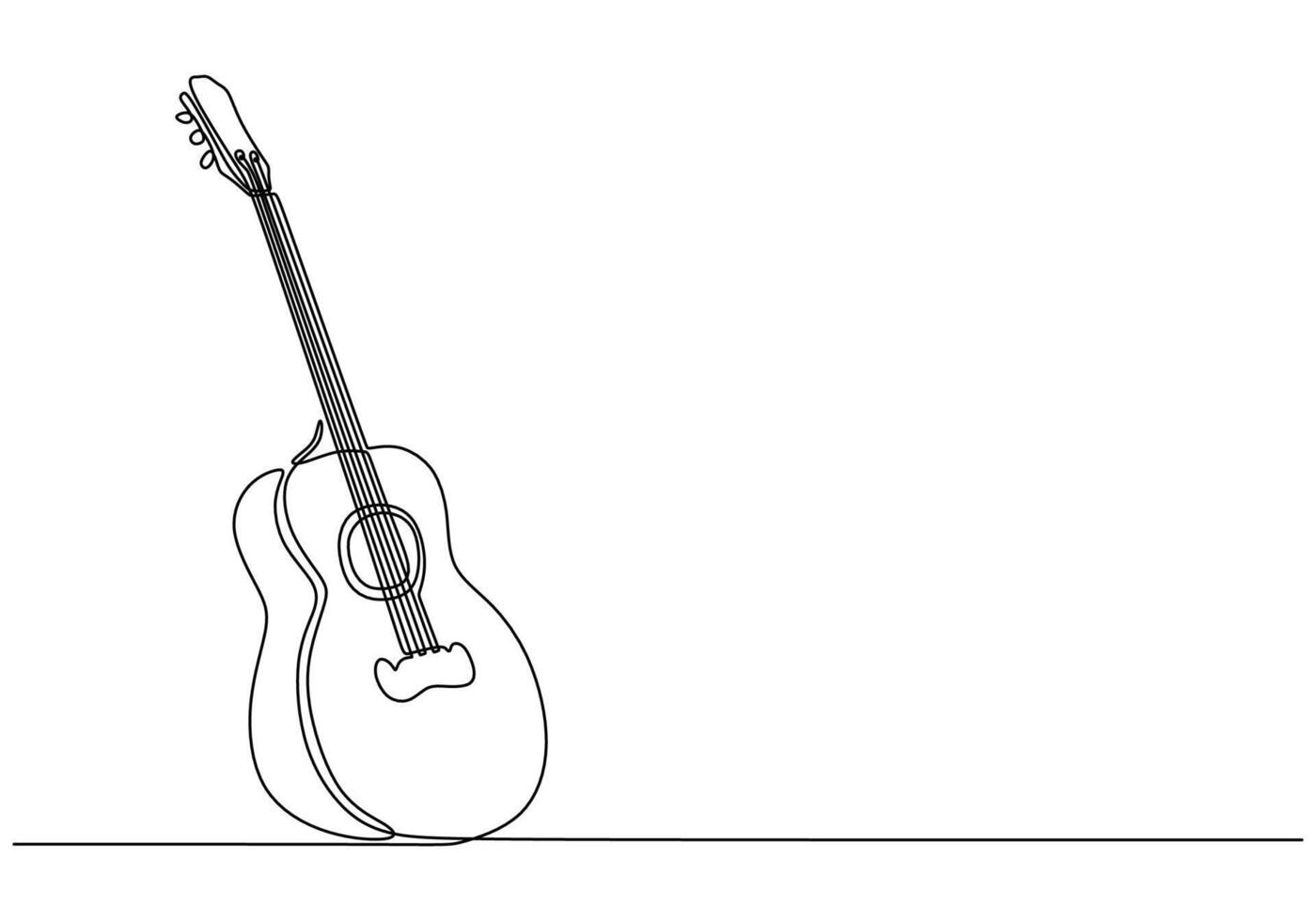 Guitar one line drawing for minimalist music concept vector