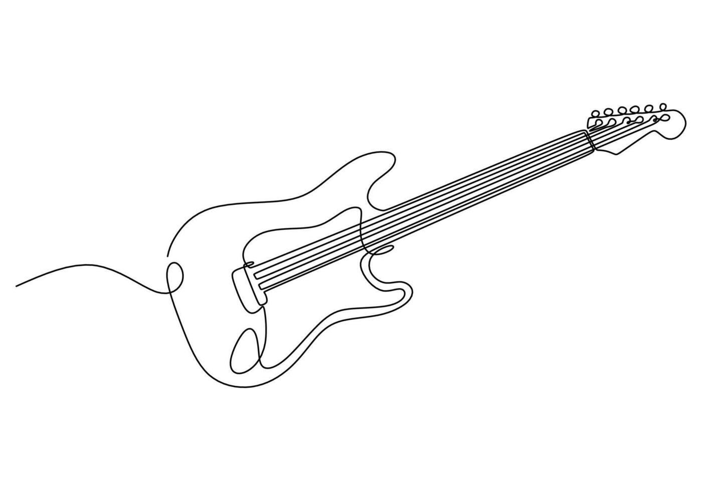 Acoustic Guitar Minimalist Continuous Line Drawing for Music vector