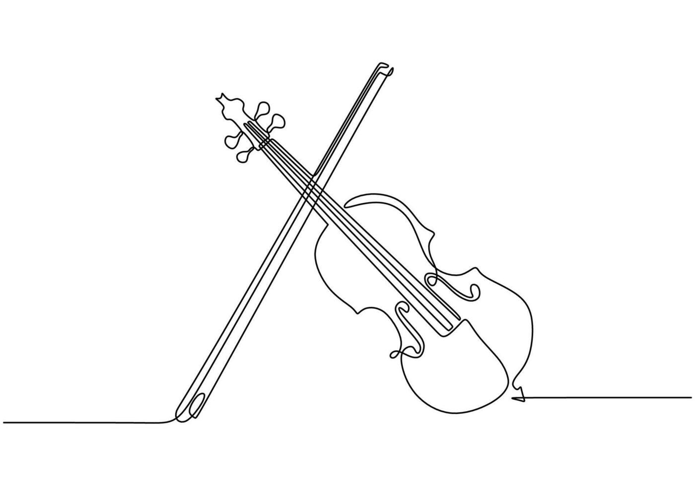 Violin continuous line drawing for classical music performance vector