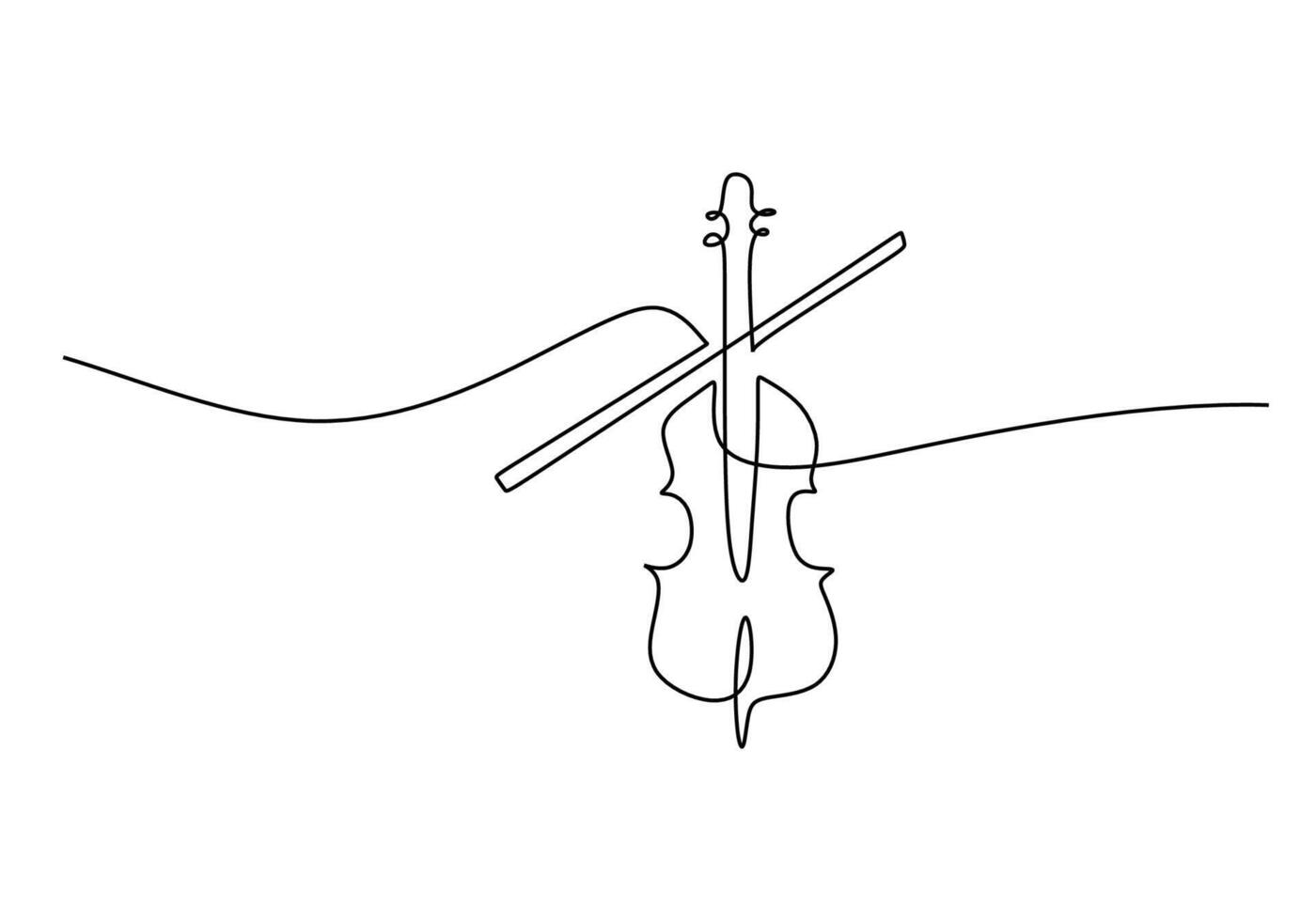 Violin one line art for classical music elegance vector
