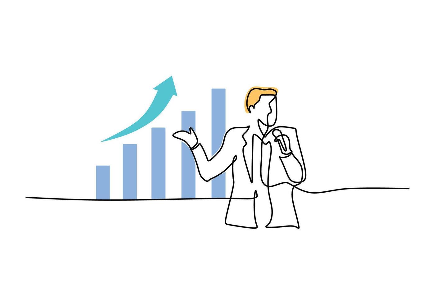 Man Presenting Data in Single Line Drawing for Business Pitch vector