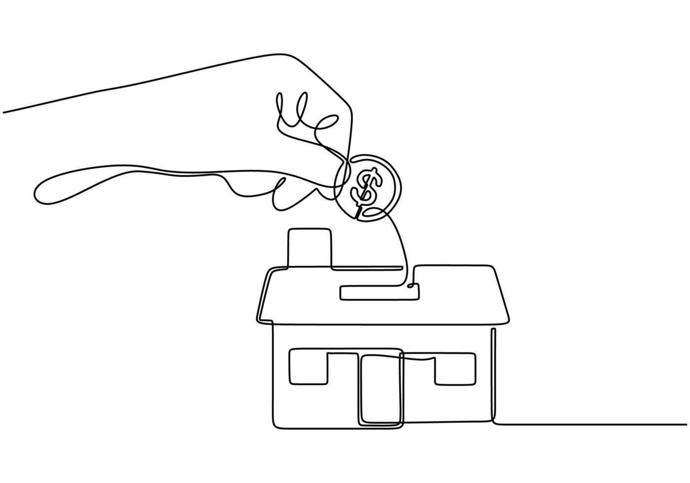Coin in Moneybox One Line Drawing for Financial Planning vector