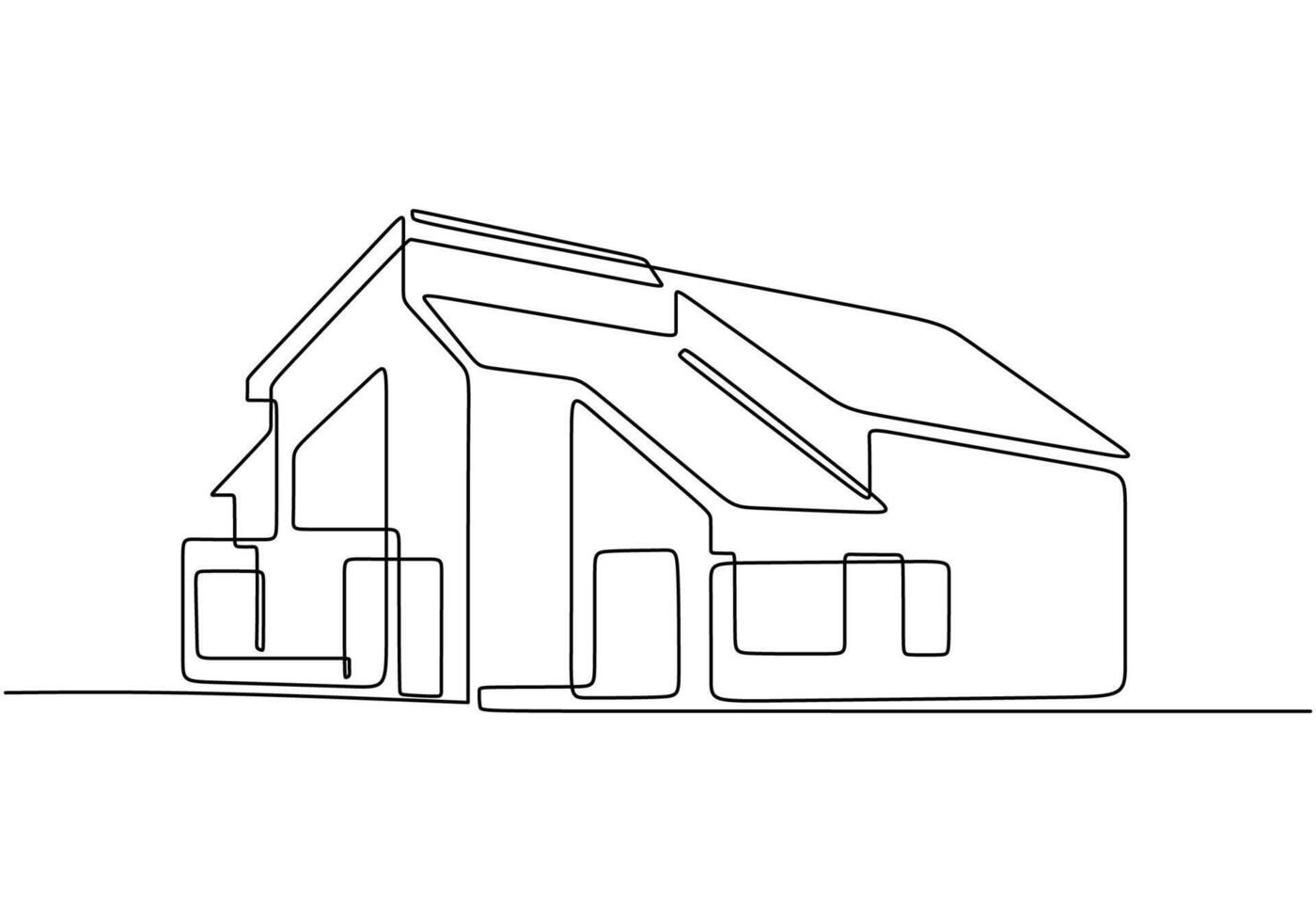 Residential property continuous line art for architectural concept vector