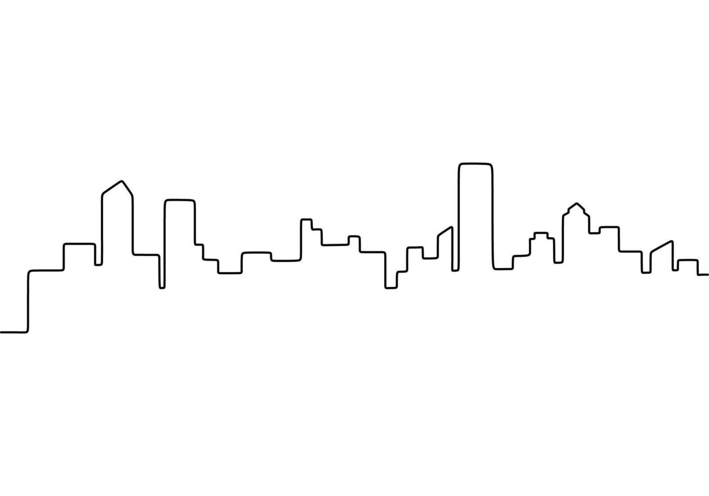 Urban cityscape continuous line art for architectural panorama vector