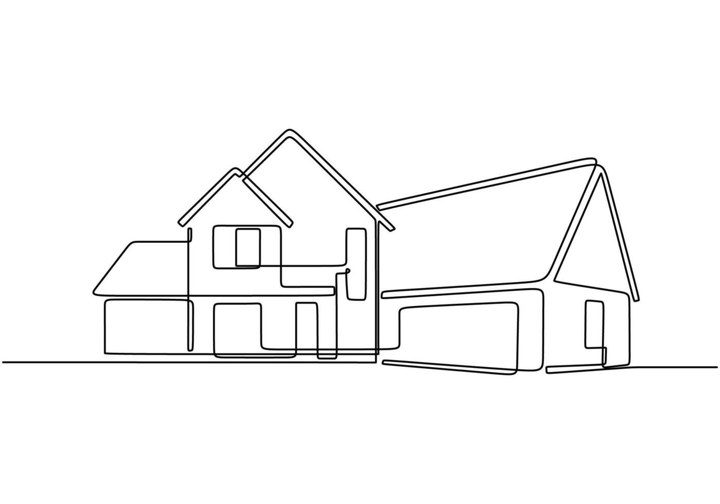 Grand house continuous line illustration for architectural concept vector