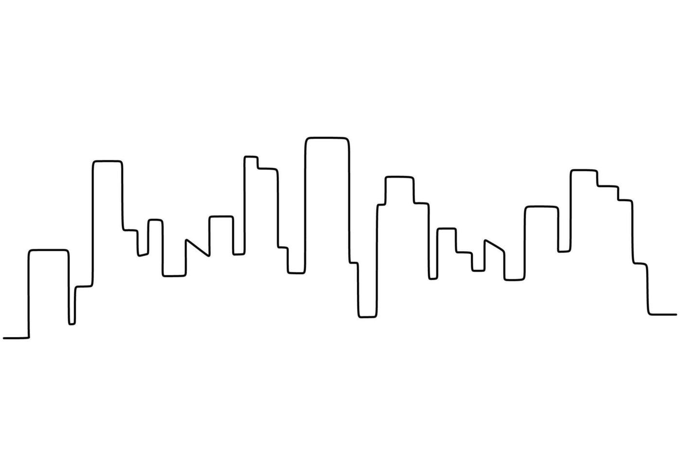 Metropolis skyline one line drawing for minimalist city view vector