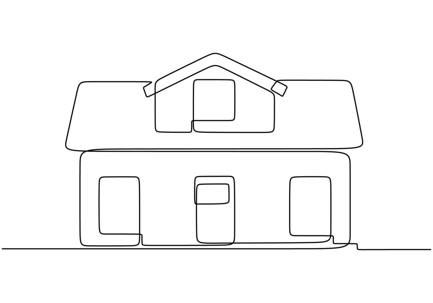 Residential house one line drawing for property architecture vector