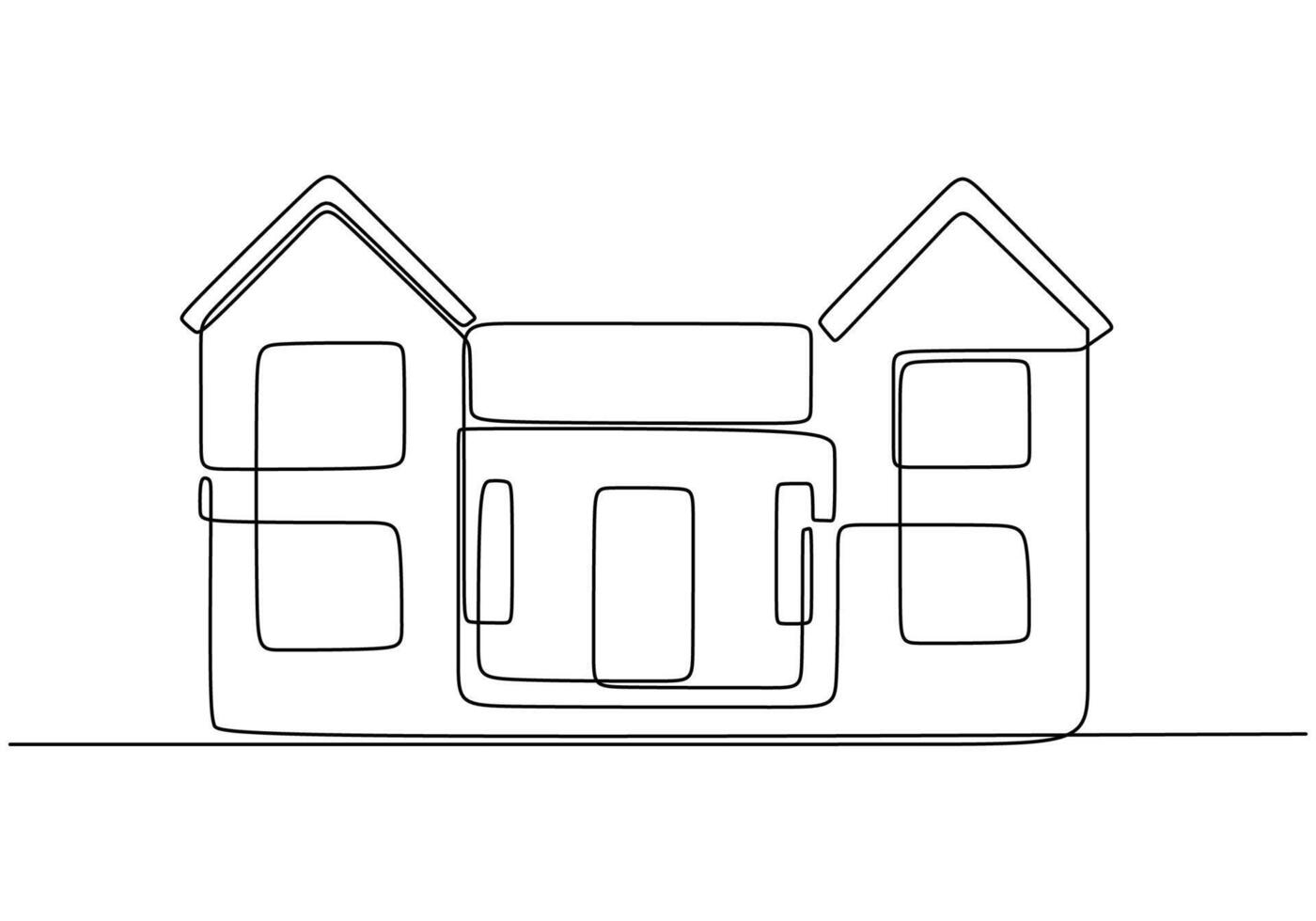 Large house one line illustration for property concept vector