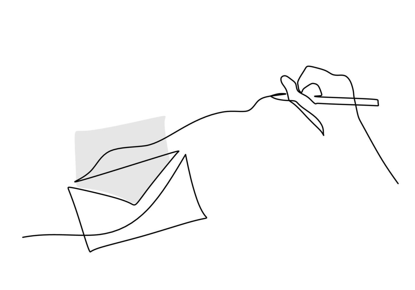 Pen Writing on Paper One Line Drawing for a Minimalist Concept vector