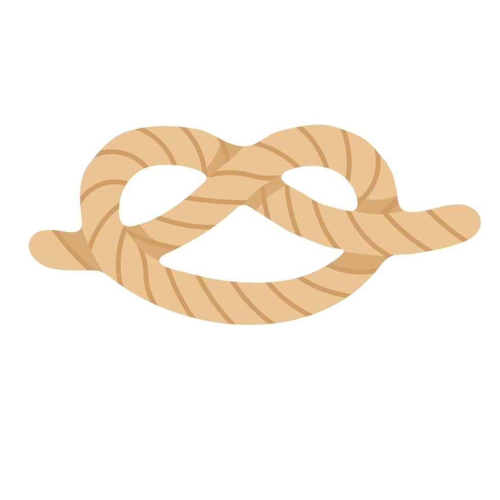 Cartoon rope tied in a simple knot. Flat marine illustration with soft beige color. vector