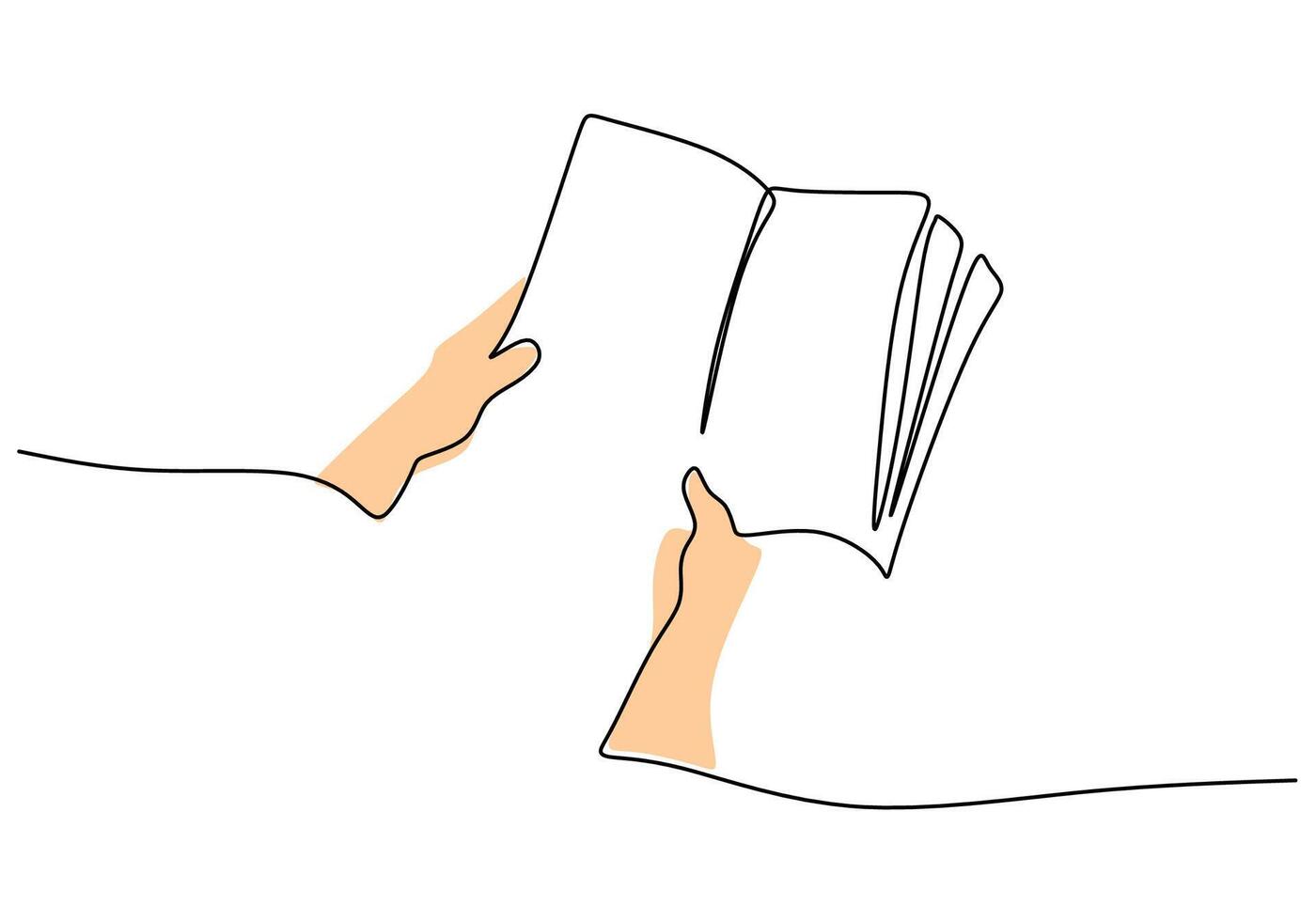 Hand Holding Book Continuous Line Design for Literature vector