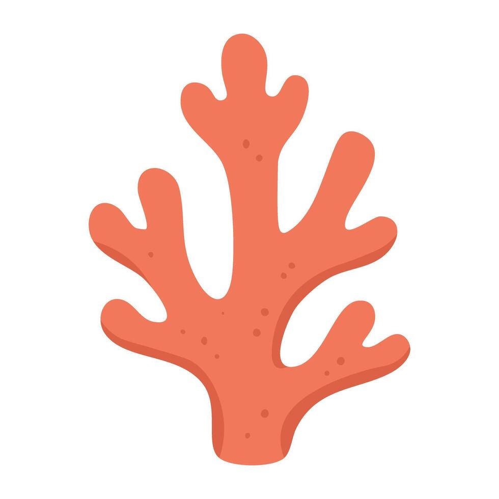 Bright cartoon coral in flat marine style. underwater illustration for ocean themed design. vector