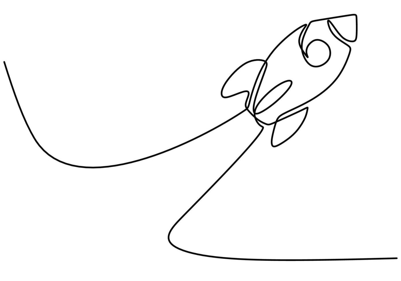 Spacecraft one line drawing for universe exploration concept vector
