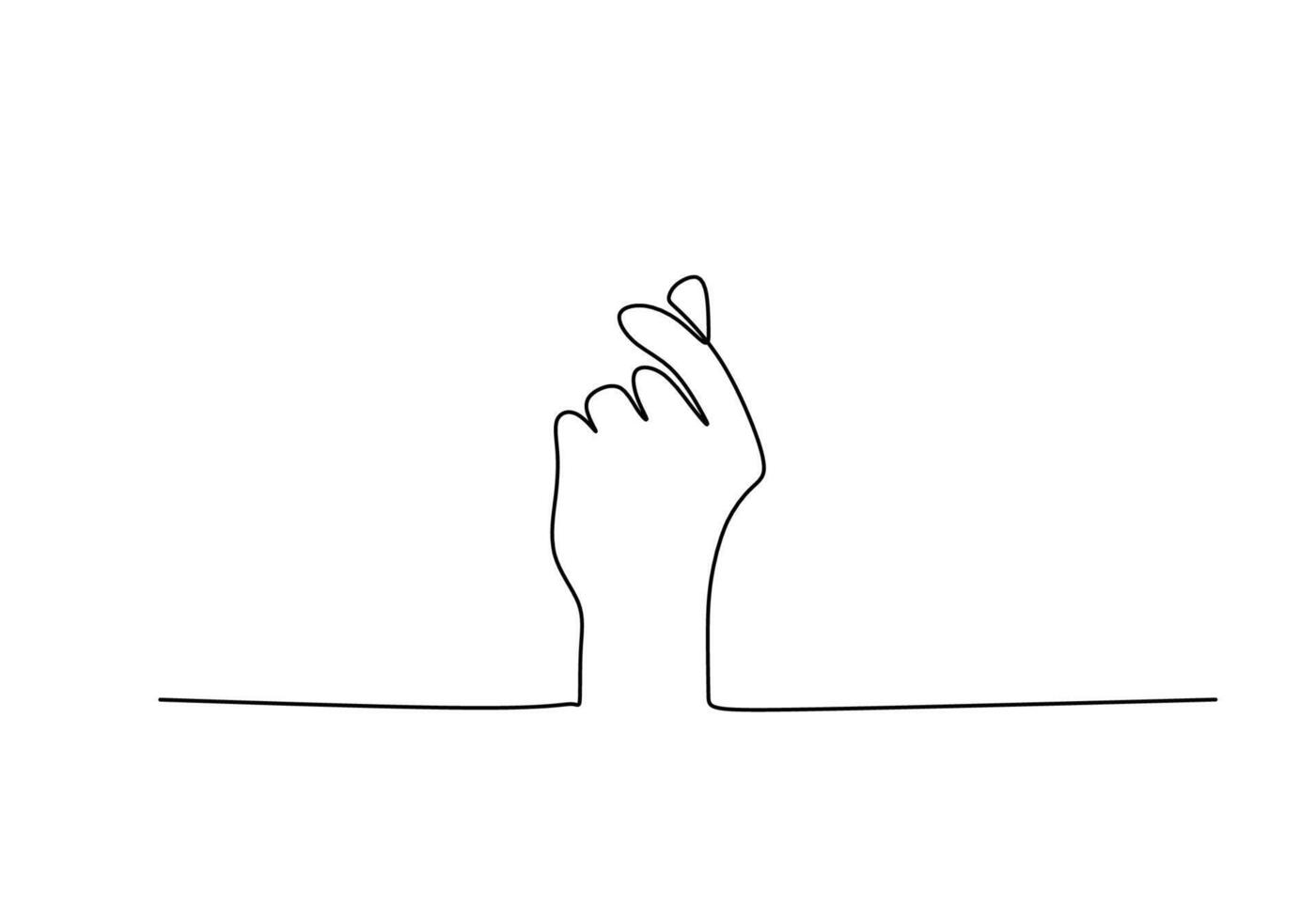Finger Heart Gesture One Line Drawing for Love and Support vector