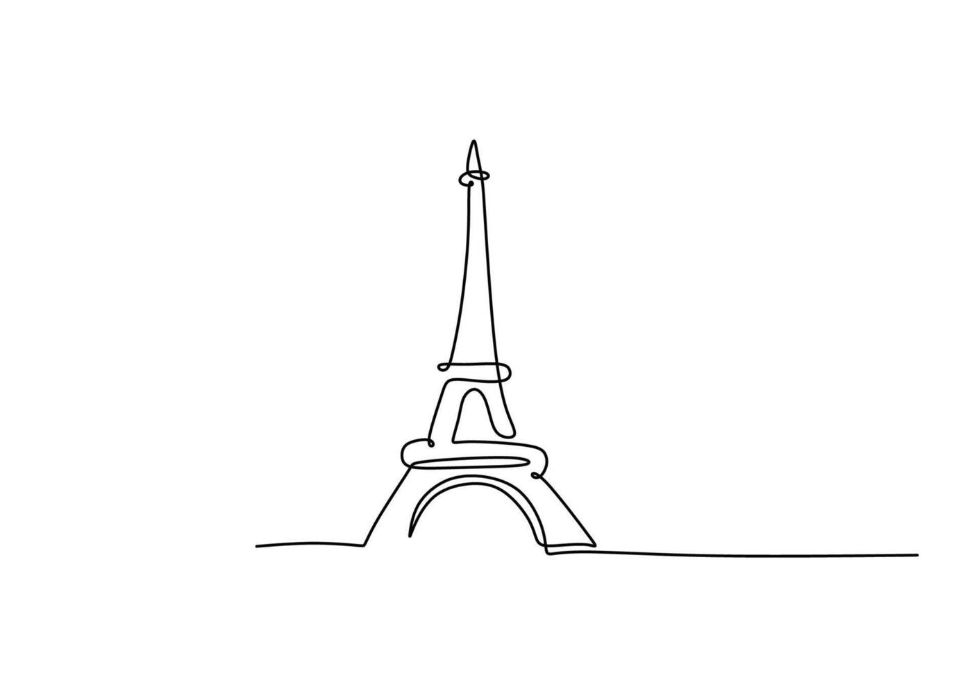 Eiffel Tower One Line Drawing for Paris France Landmark vector