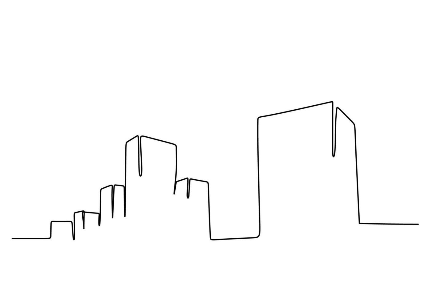 Modern City Skyline One Line Drawing in Urban Outline Style vector
