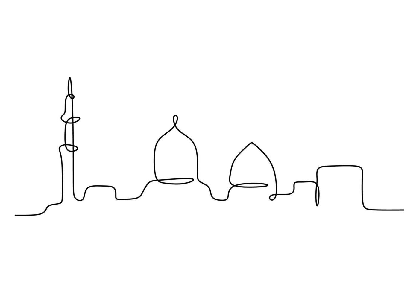 Grand Mosque One Line Drawing for Arab Landmark Illustration vector