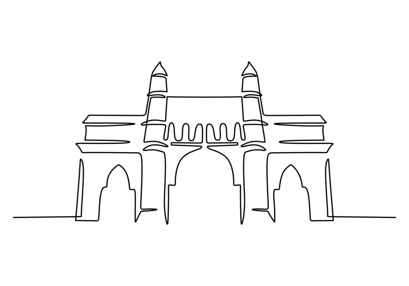 Sacred Mosque Landmark One Line Drawing for Islamic Architecture vector
