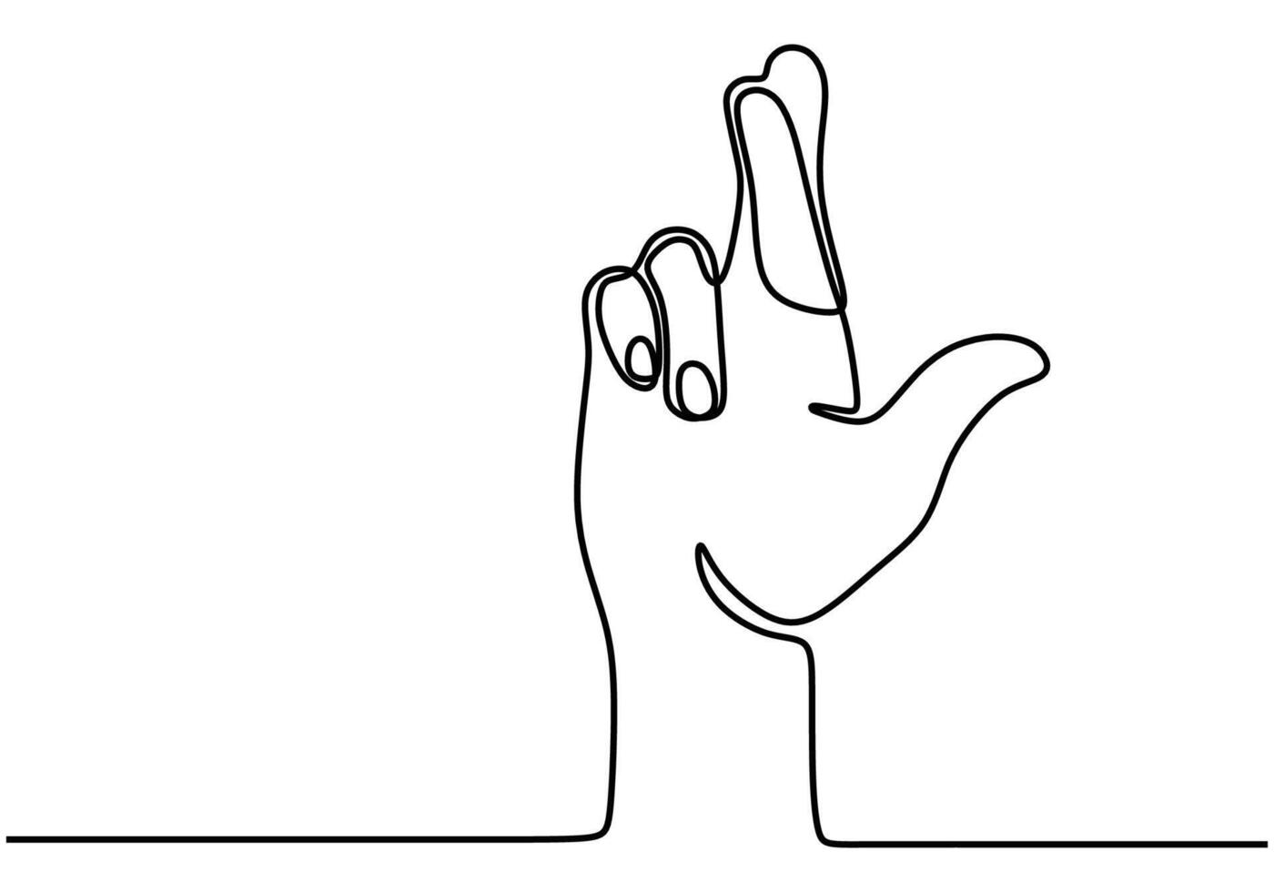 Crossed Fingers One Line Drawing for Lucky Hand Sign Icon vector