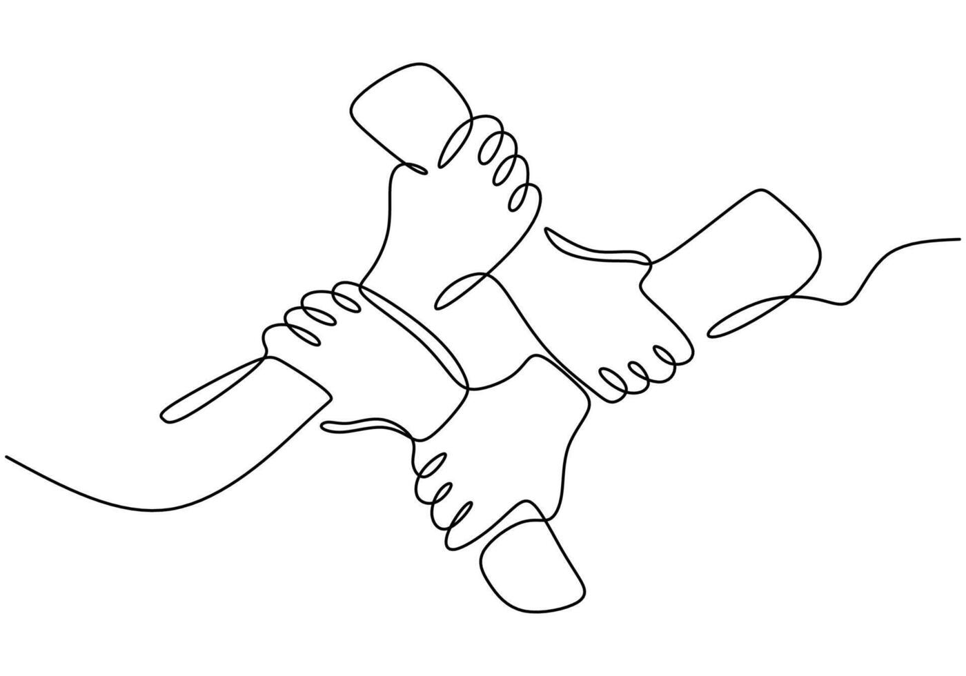 Uniting Hands One Line Drawing for a Teamwork Concept vector