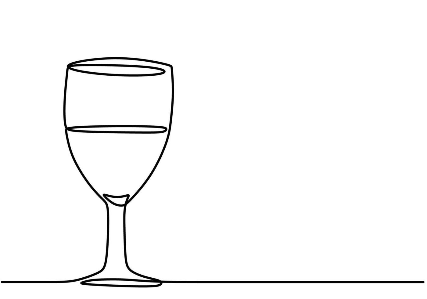 Wineglass outline one line art for minimalist bar symbol vector