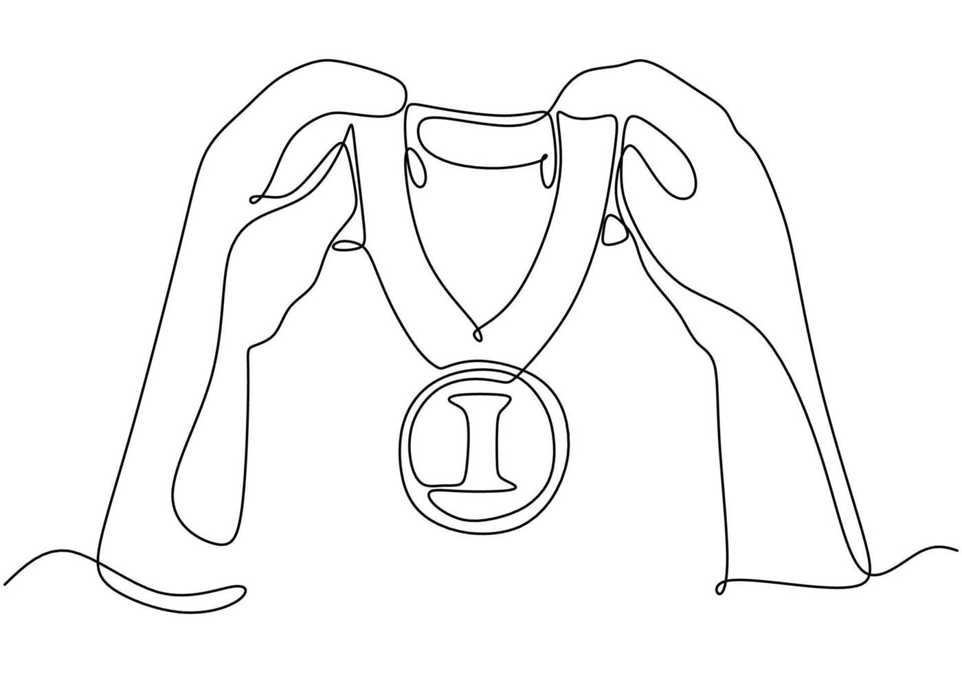 Trophy Lift Continuous Line Drawing for Victory Award vector