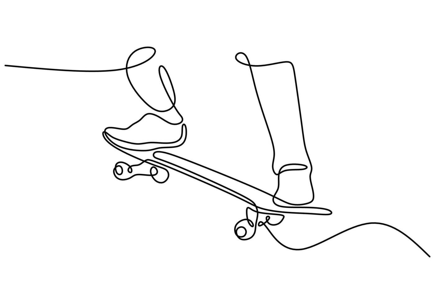 Skateboard Feet Continuous Line Drawing for Urban Motion vector