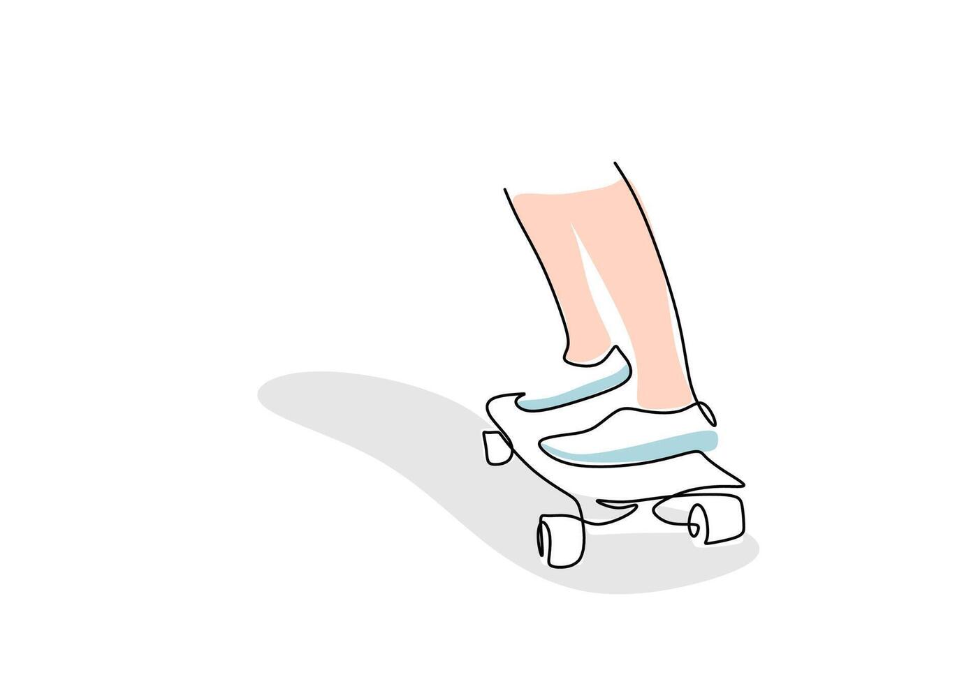 Skateboarding Feet Continuous Line Drawing for Sport Balance vector