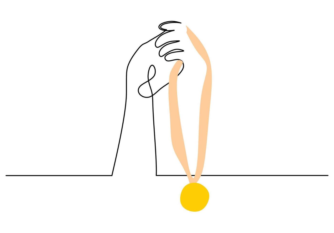 Holding Winner Medal Continuous Line Drawing for Victory Moment vector