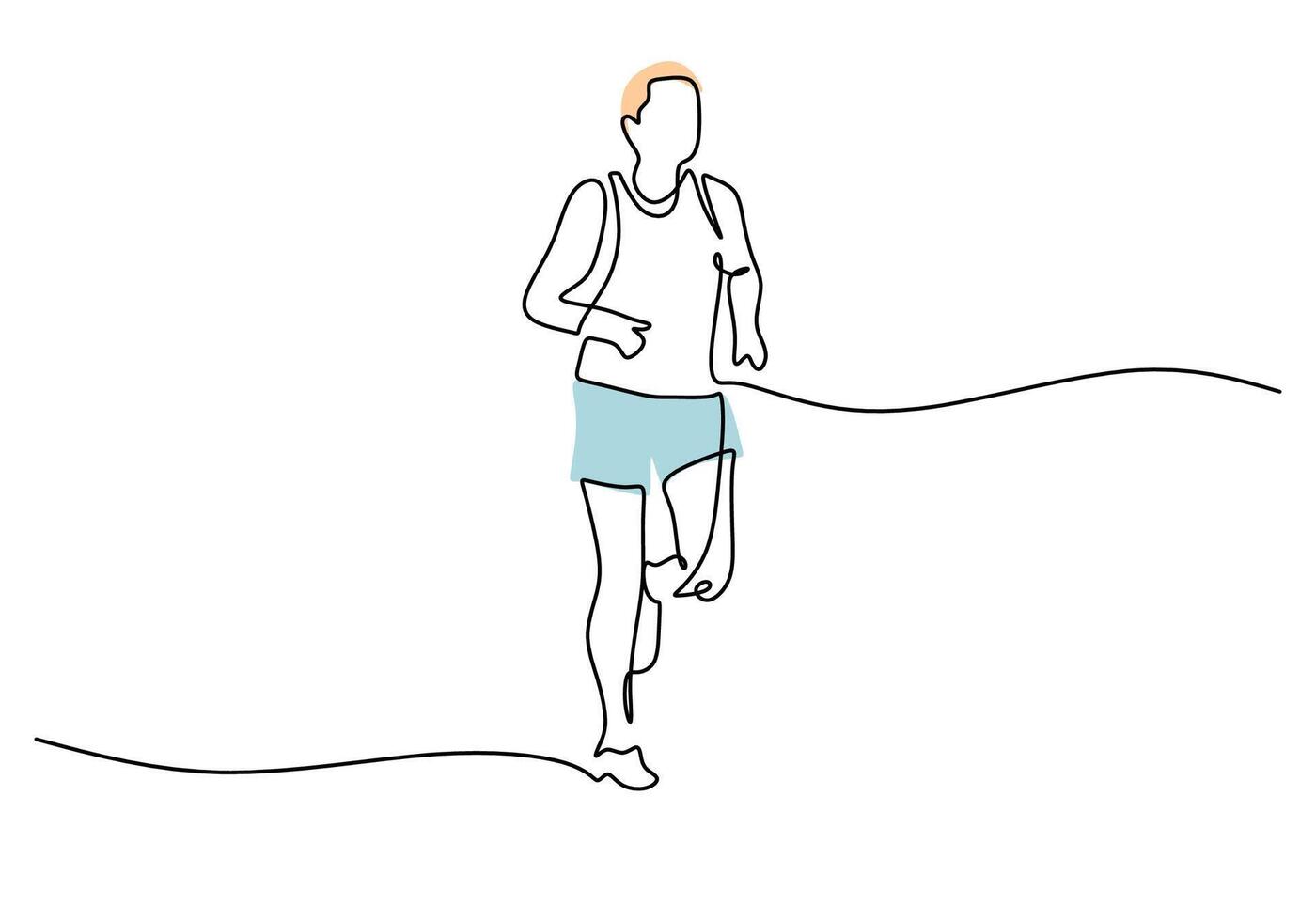 Sprinting Man Continuous Line Drawing for Athletic Speed Concept vector