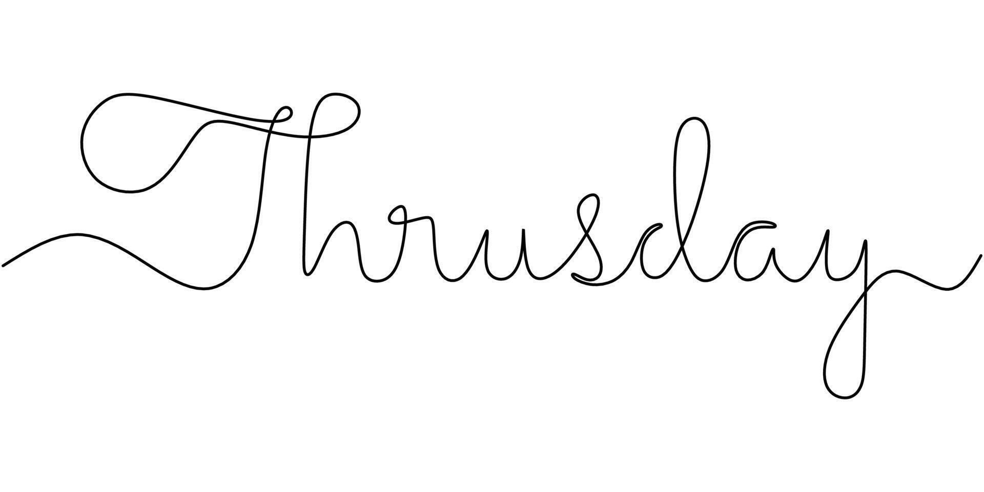 Thursday Word One Line Drawing for Modern Calendar App Interface vector