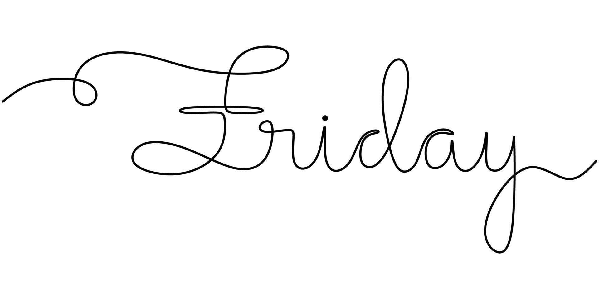 Friday Continuous Line Drawing for Weekend Celebration Graphic vector