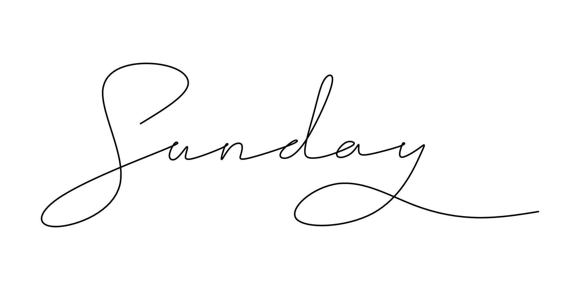 Sunday Word Continuous Line Drawing for Weekend Graphics vector