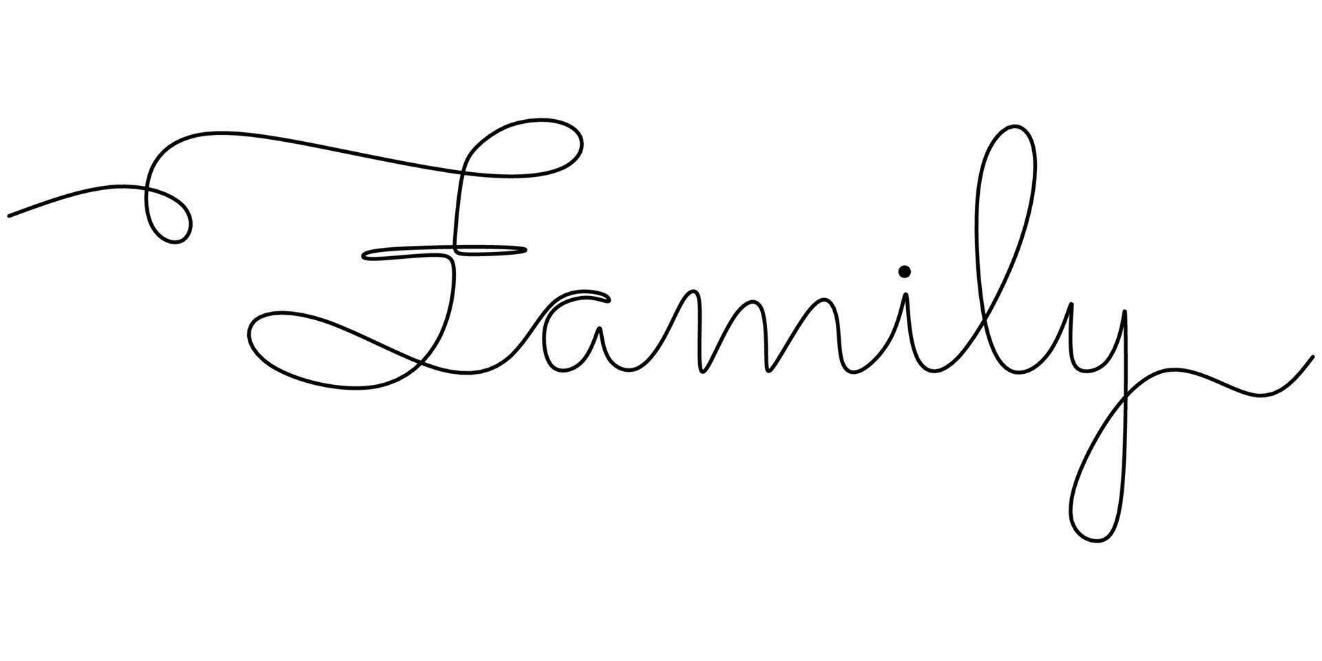 Family Word Continuous Line Drawing for Modern Connection Logo vector