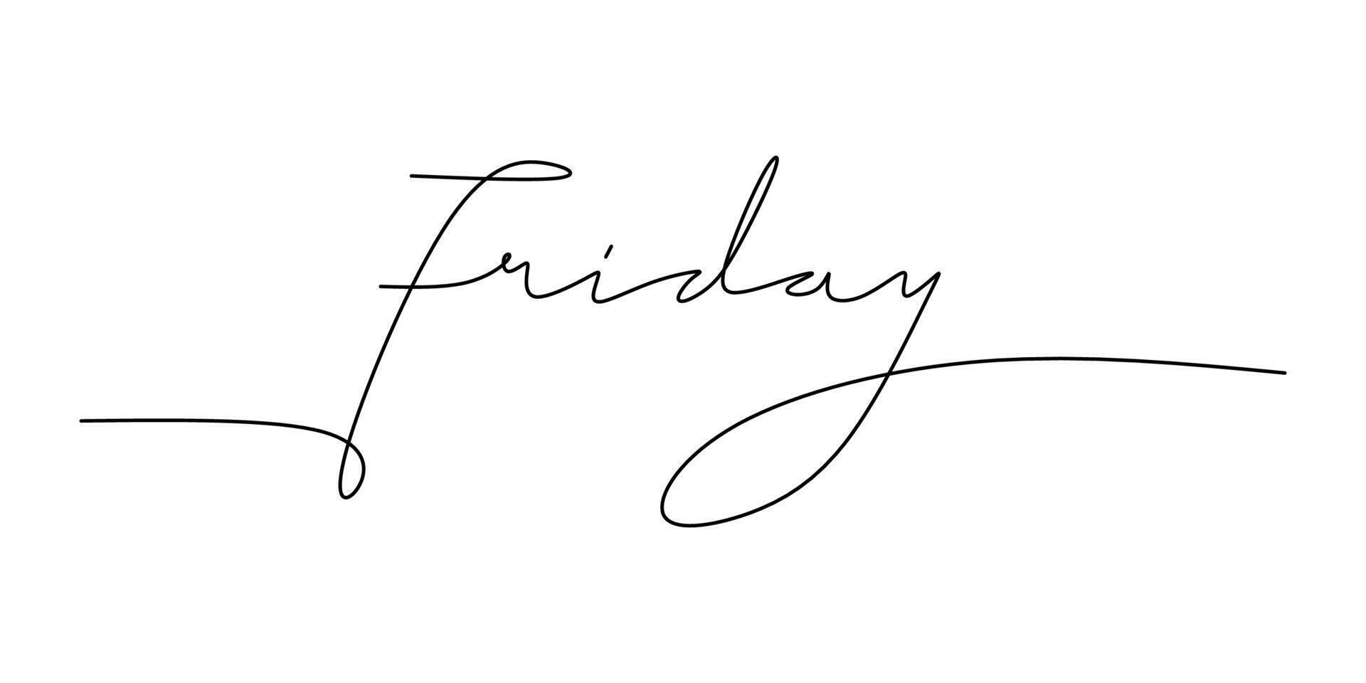 Friday Word One Line Drawing for Weekend Celebration Post vector