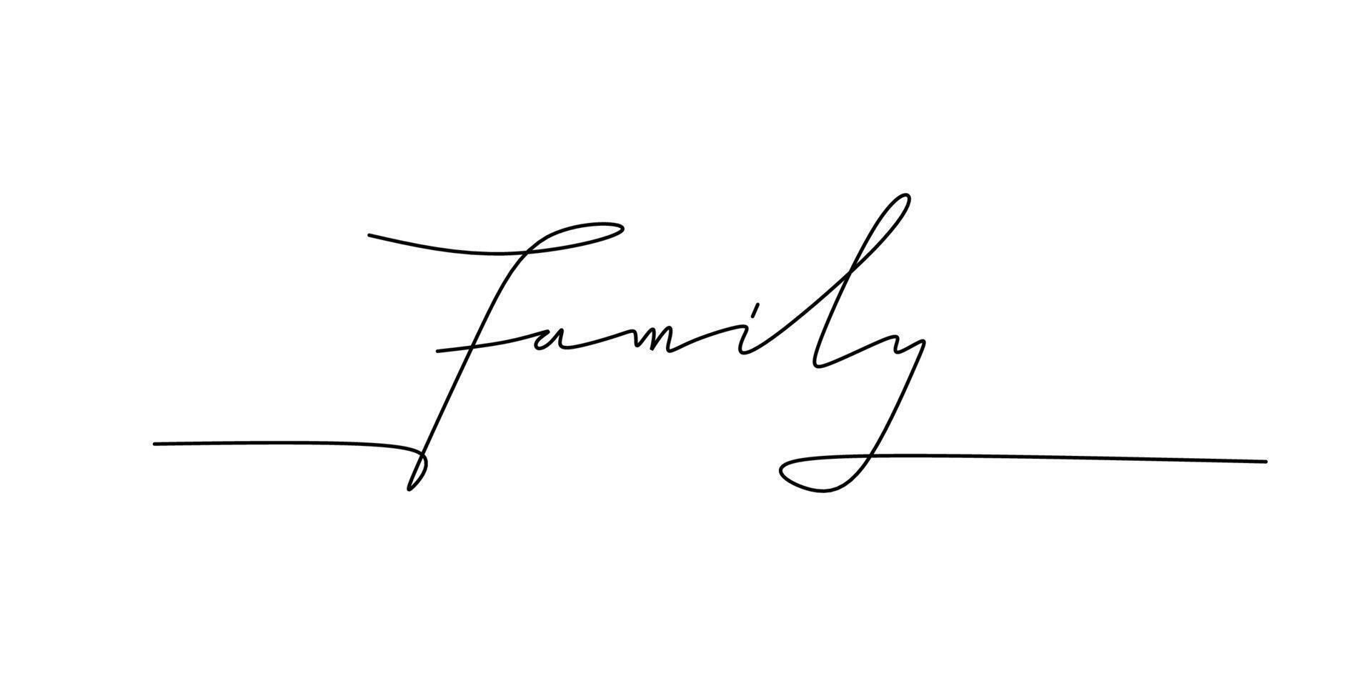 Family Word One Line Drawing for Minimalist Branding vector