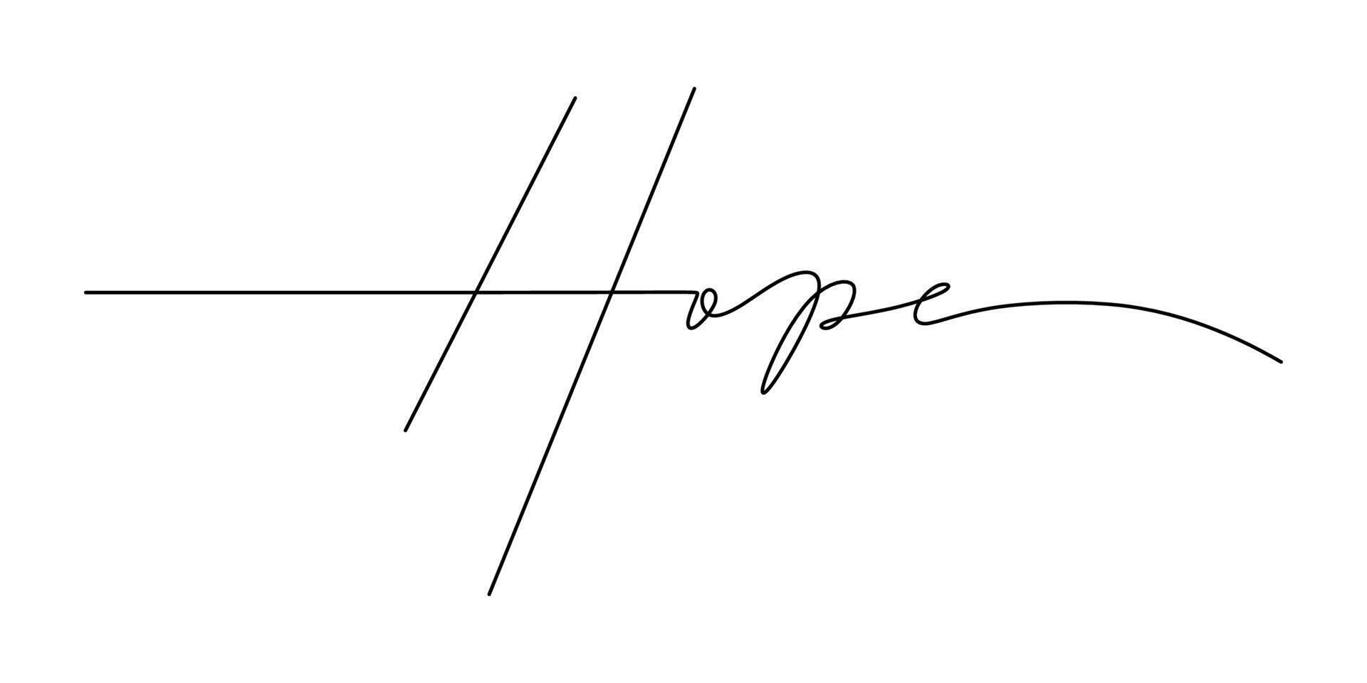 Hope Word One Line Drawing for Non Profit Motivational Logo vector