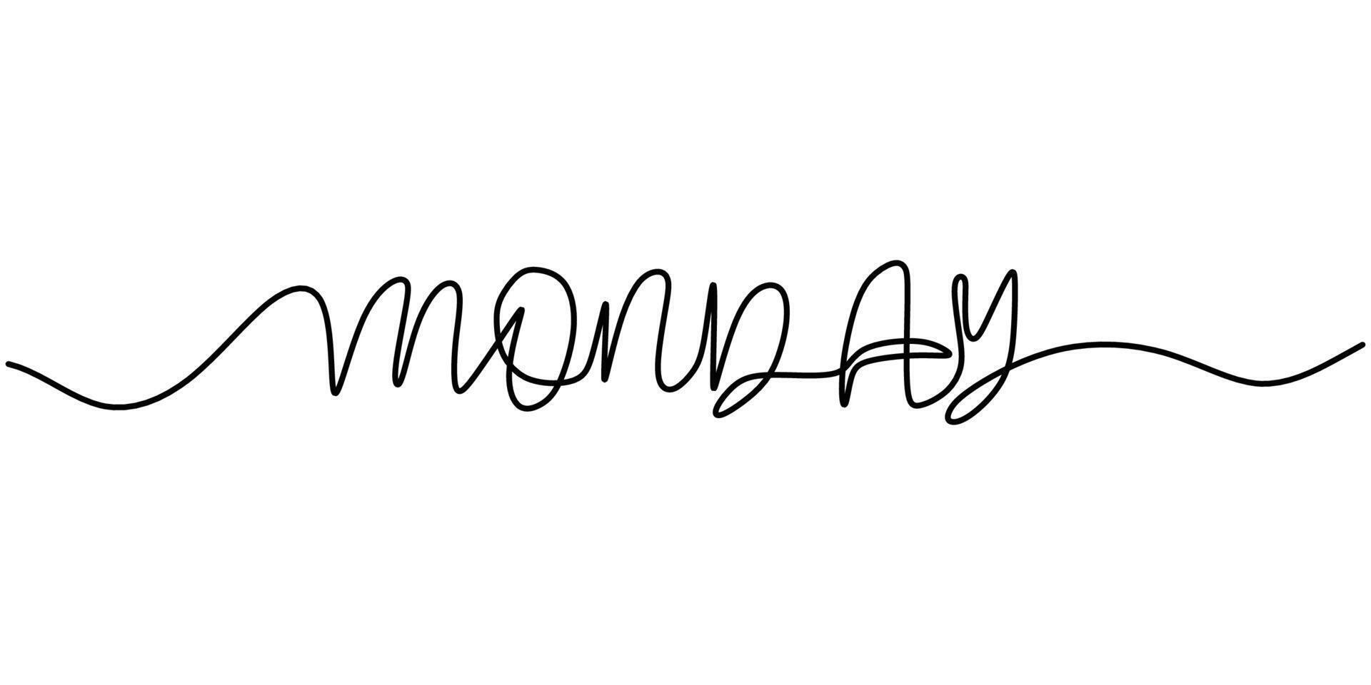 Monday Phrase One Line Drawing for Corporate Study Planner vector