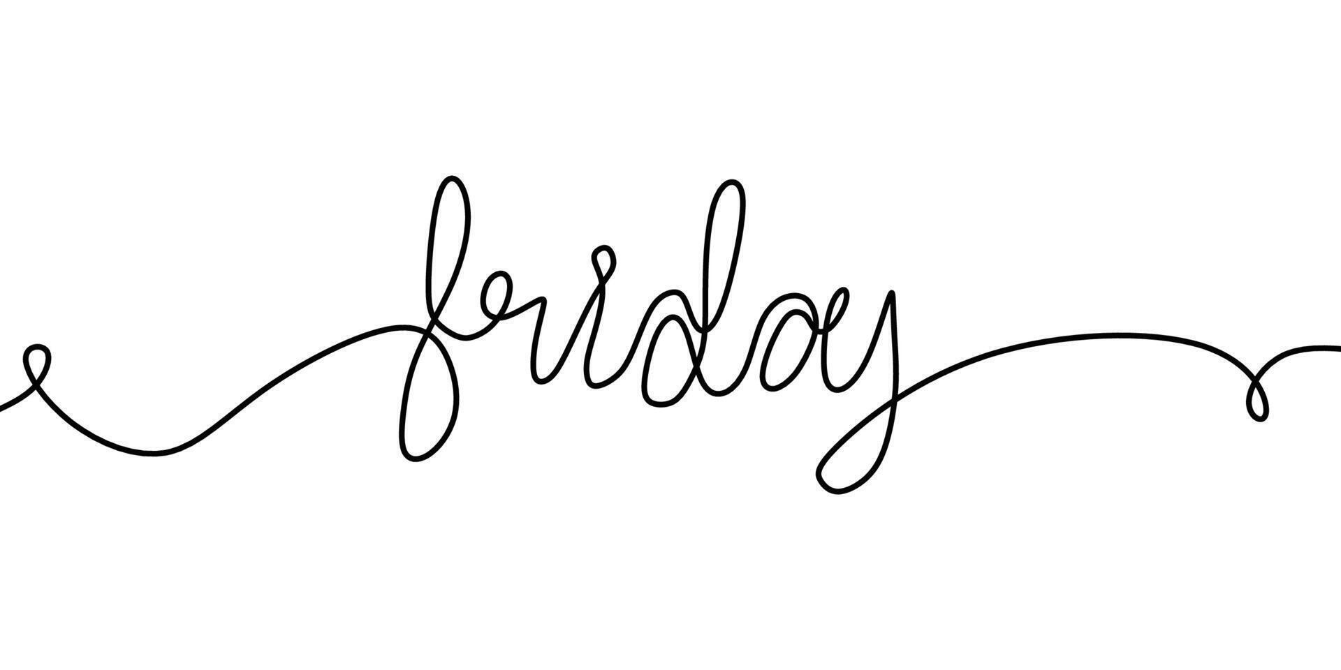 Friday One Line Drawing for Weekend and Social Media vector